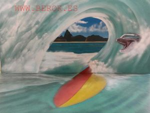 Graffiti 3d tabla surf delfin